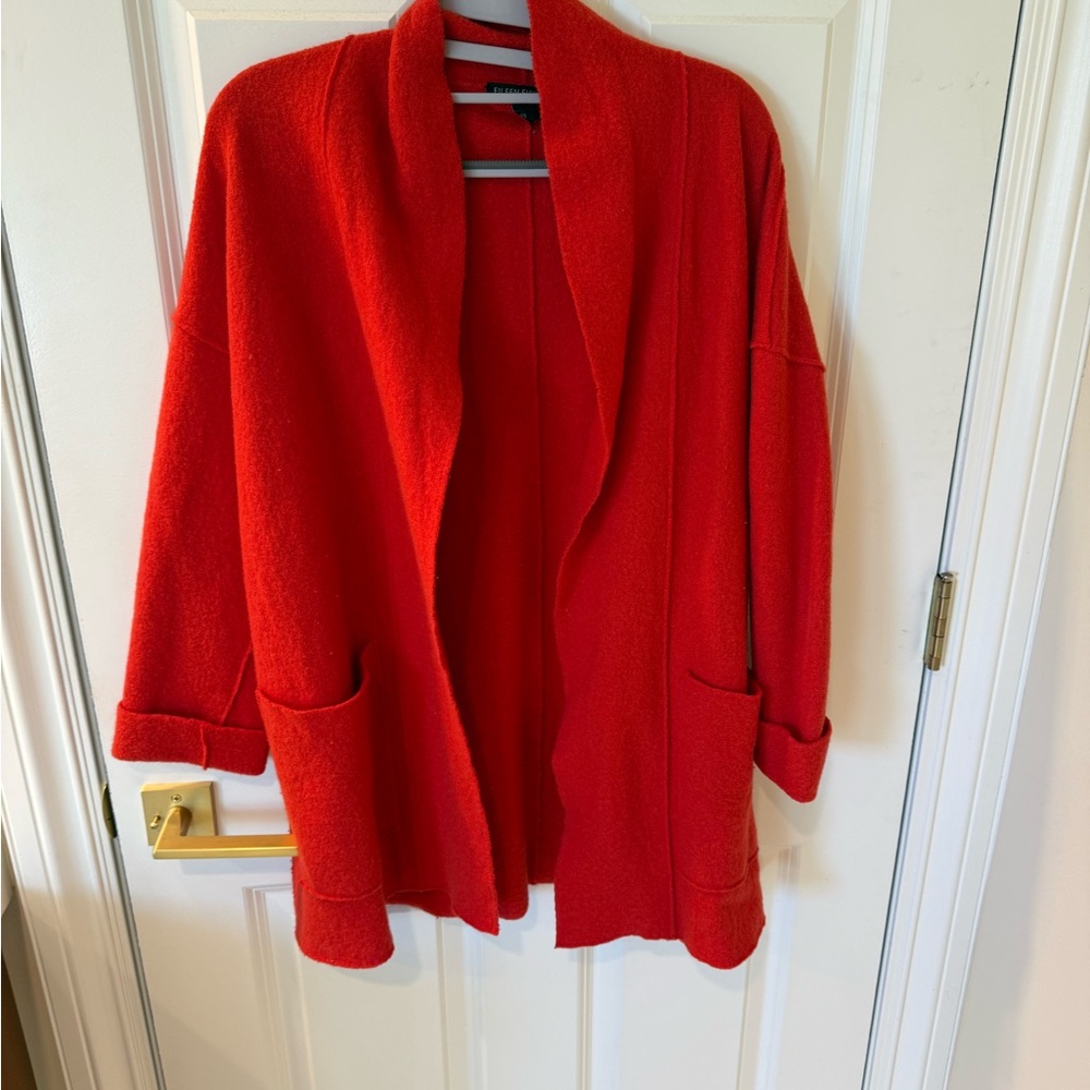 Eileen Fisher Red Boiled Wool Jacket, XXS
